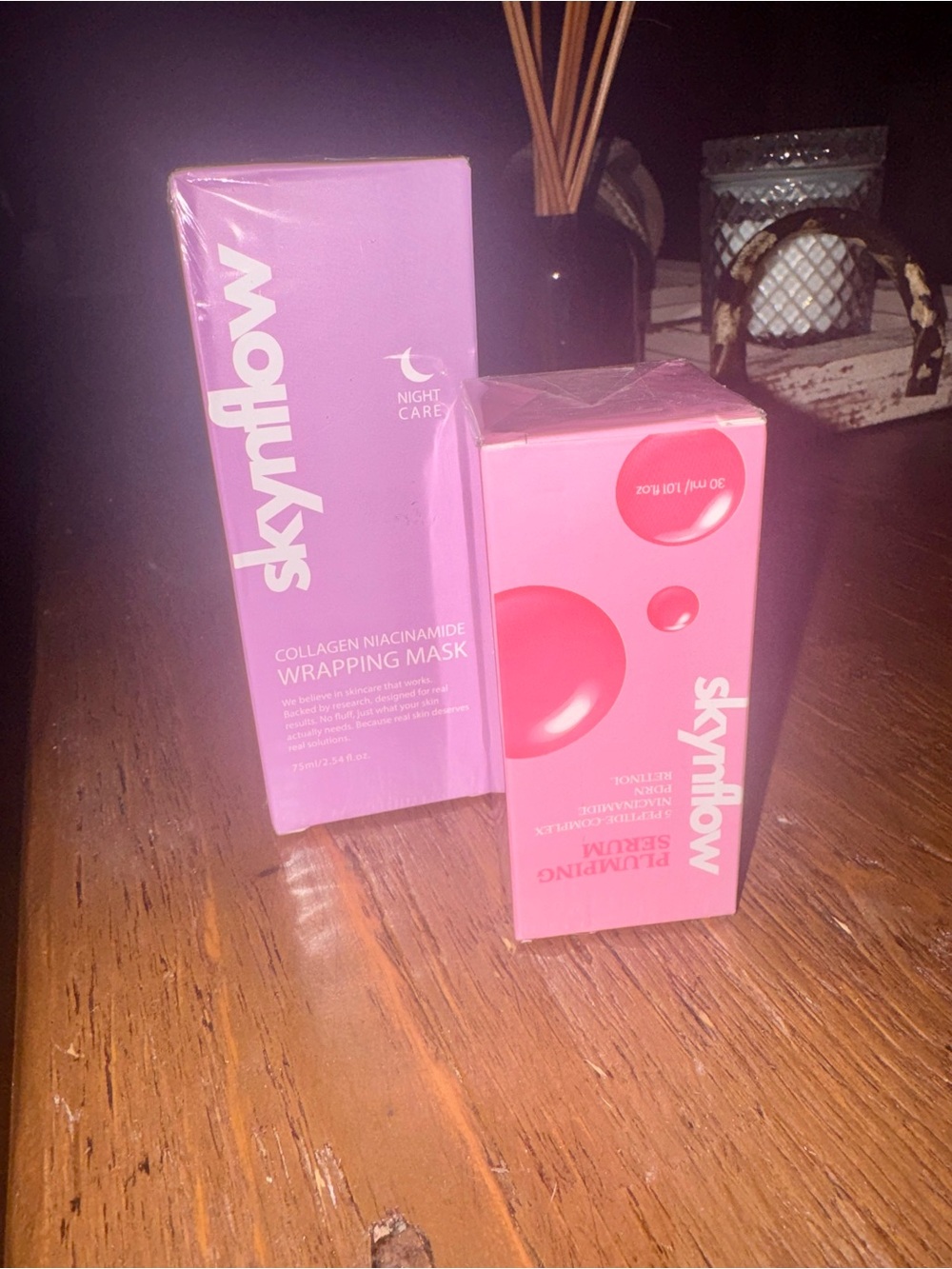 Collagen Niacinamide Wrapping Mask and peptide plumping serum bundle- Night Care
